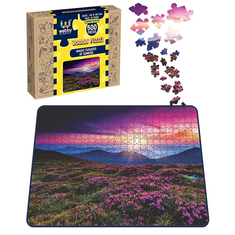 Webby Magic Flowers at Sunrise Wooden Jigsaw Puzzle, 500 pieces