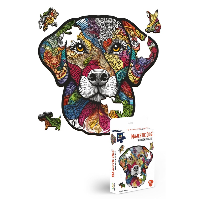 Webby Majestic Dog Jigsaw Puzzle | Wooden Colorful Animal toy (26 pieces)