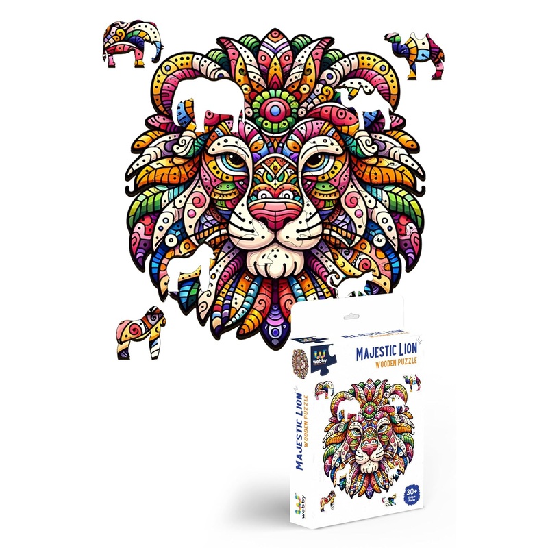 Webby Majestic Lion Jigsaw Puzzle | Wooden Animal toy for kids and adults(30 pieces)