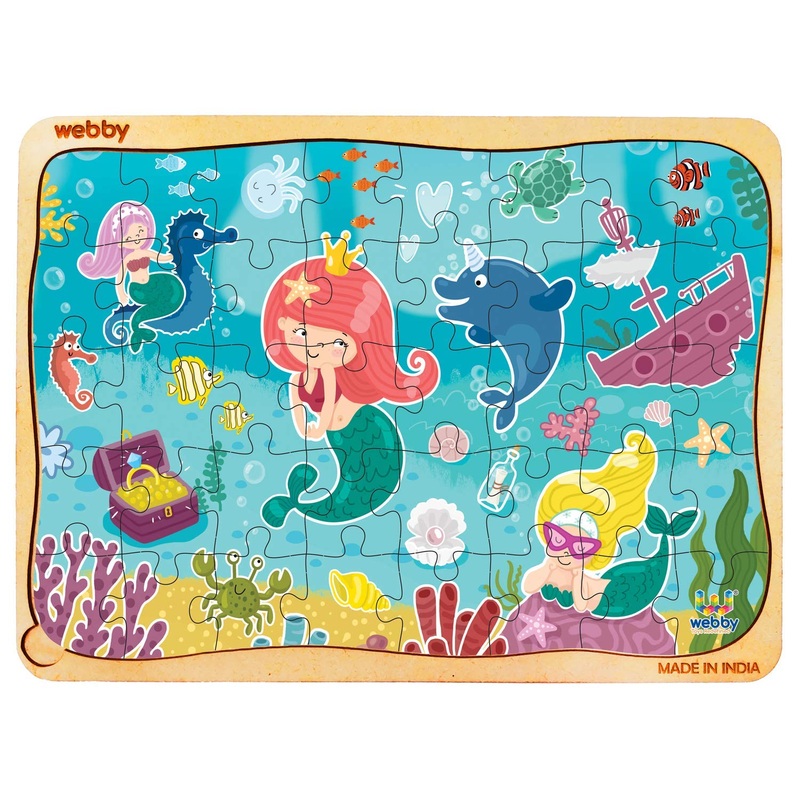 Webby Mermaid Wooden Floor Puzzle, 40 Pcs