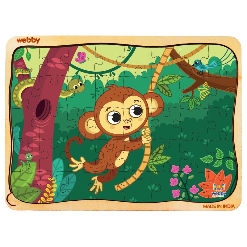 Webby Monkey in Jungle Wooden Floor Puzzle, 40 Pcs