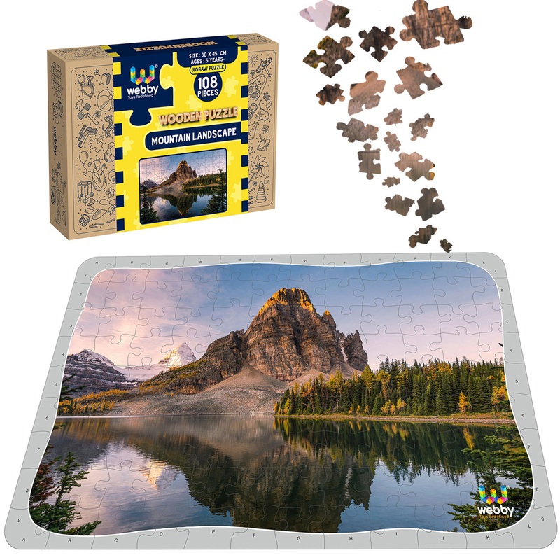 Webby Mountain Landscape Wooden Jigsaw Puzzle, 108 Pieces, Multicolor