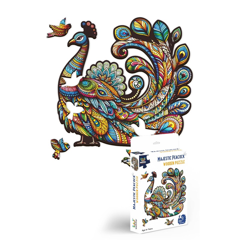 Webby Peacock Jigsaw Puzzle Majestic Wooden Puzzle (25 pieces)