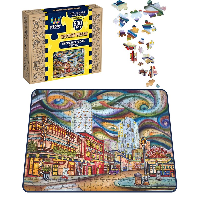 Webby Pike Market Avenue Painting Wooden Jigsaw Puzzle, 500 pieces