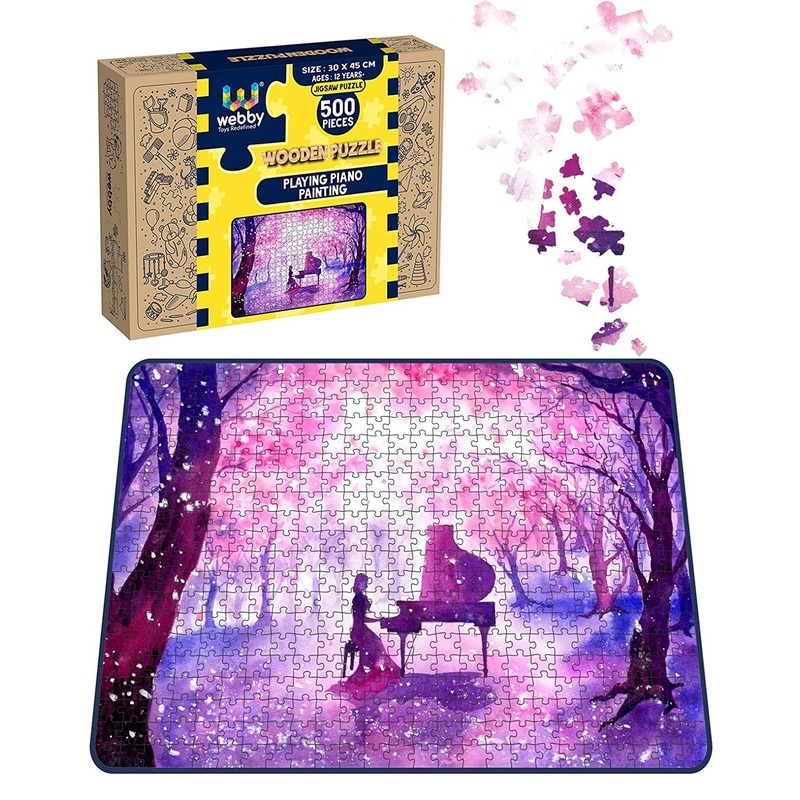 Webby Playing Piano Painting Wooden Jigsaw Puzzle, 500 pieces