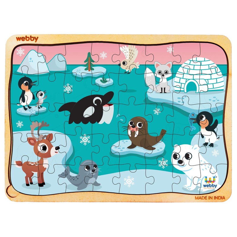 Webby Polar Animals Wooden Floor Puzzle, 40 Pcs