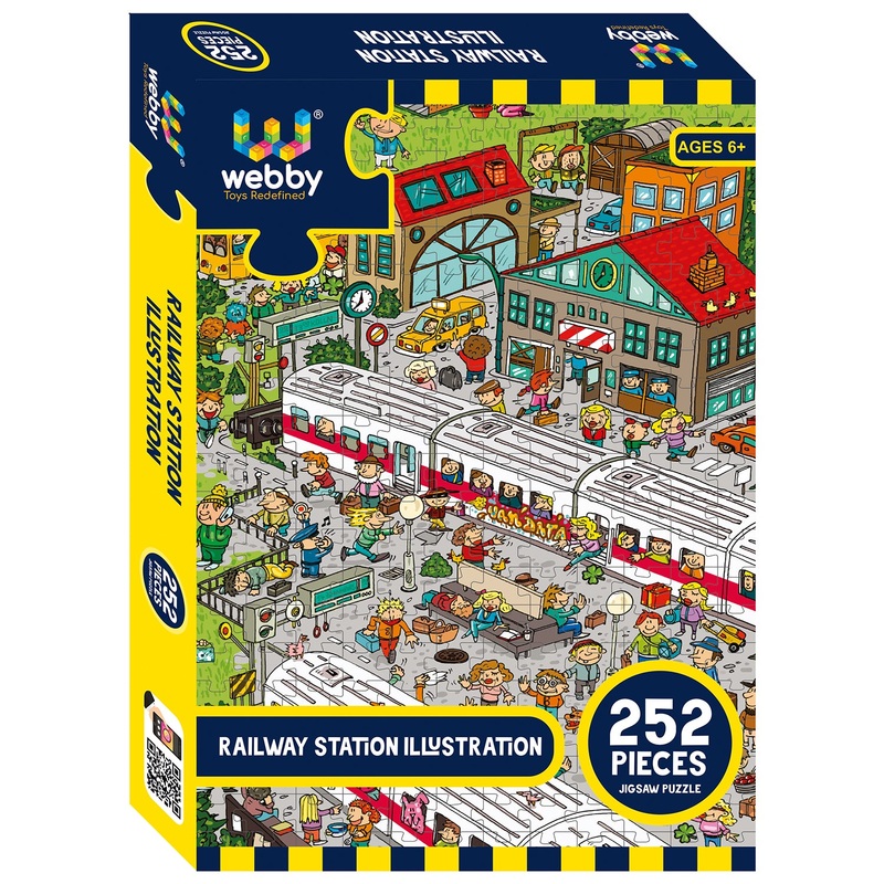 Webby Railway Station Illustration Jigsaw Puzzle, 252 pieces