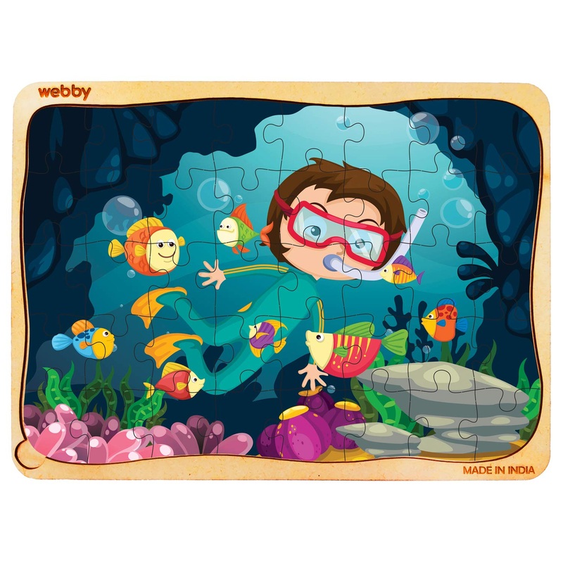 Webby Scuba Diving Wooden Floor Puzzle, 40 Pcs