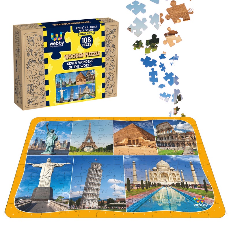 Webby Seven Wonders of The World Wooden Jigsaw Puzzle, 108 Pieces