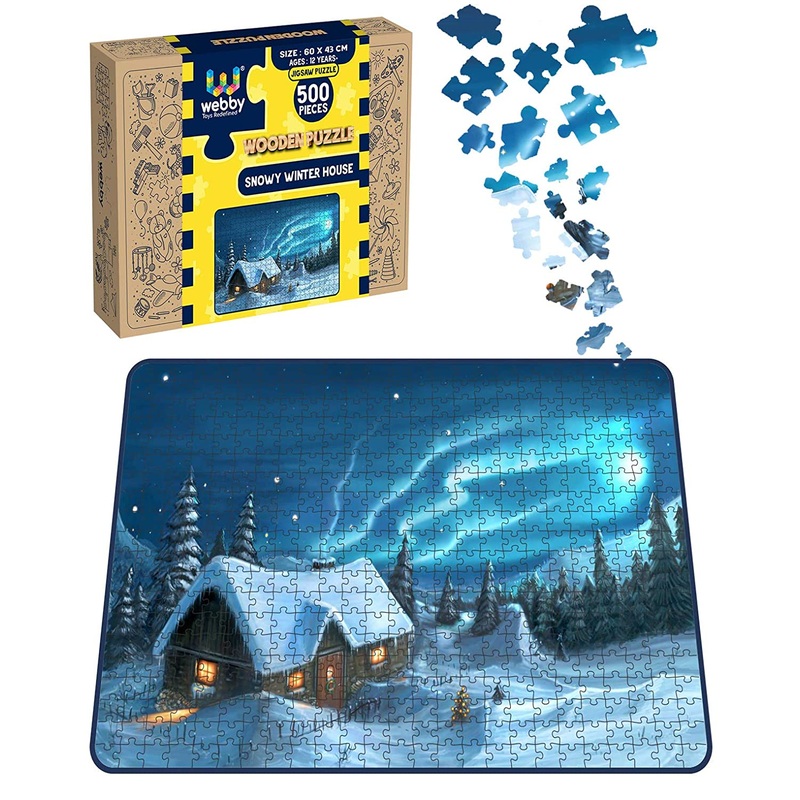 Webby Snowy Winter House Wooden Jigsaw Puzzle, 500 pieces