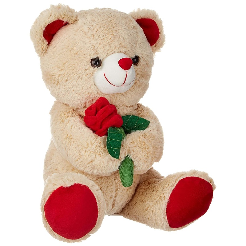 Webby Soft Cute Teddy Bear With Rose Flower