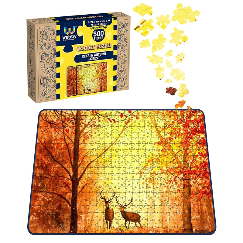 Webby Deer in Autumn Forest Wooden Jigsaw Puzzle, 500 pieces