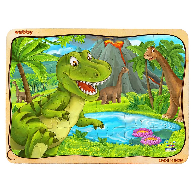 Webby Dino Park Wooden Jigsaw Puzzle, 24pcs, Multicolor