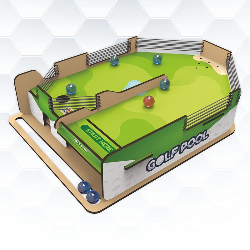 Webby DIY Wooden Golf Pool Game with Marble