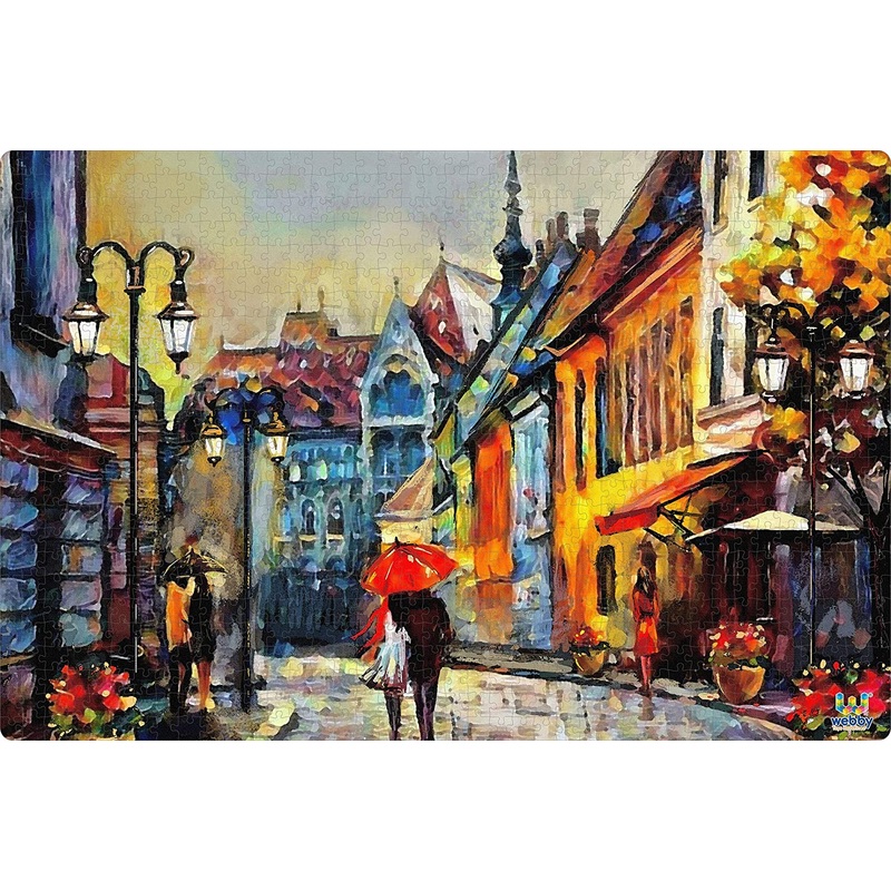 Webby Downtown Couple Walk Wooden Jigsaw Puzzle, 1000 Pieces