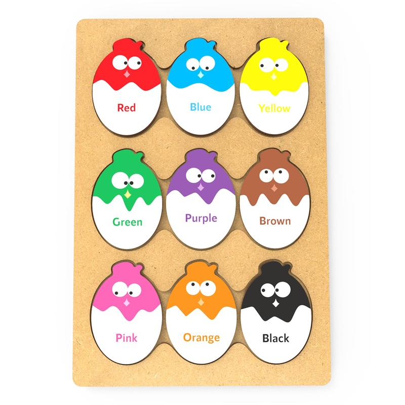 Webby Educational Egg Shaped Colours Wooden Puzzle, 9 Pcs