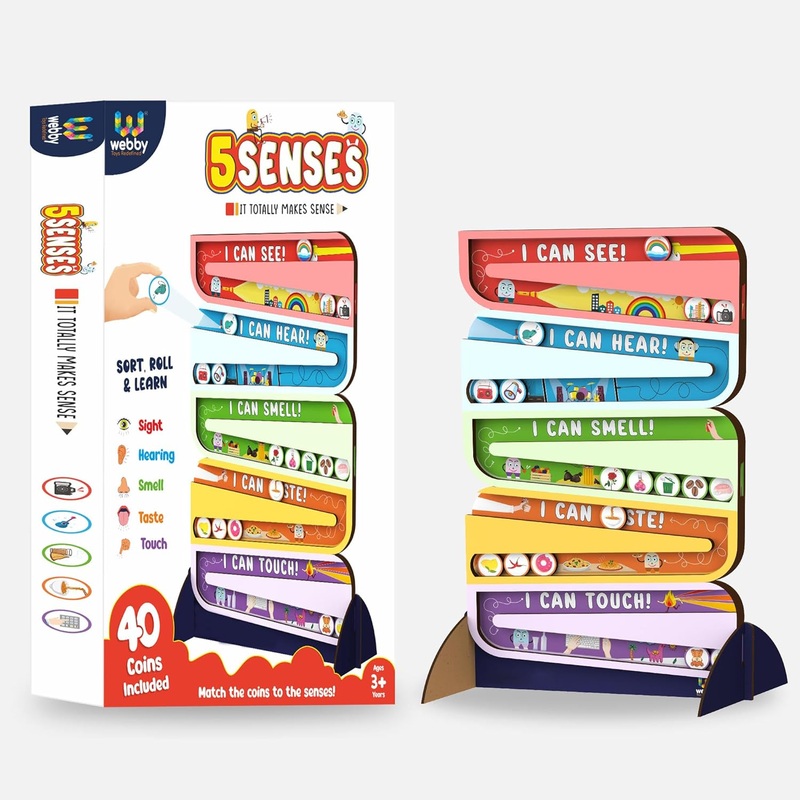 Webby Educational Wooden Five Senses Toys with 40 Coins
