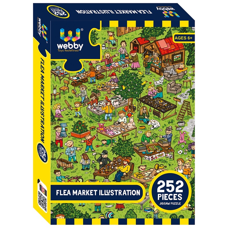Webby Flea Market Illustration Jigsaw Puzzle, 252 pieces