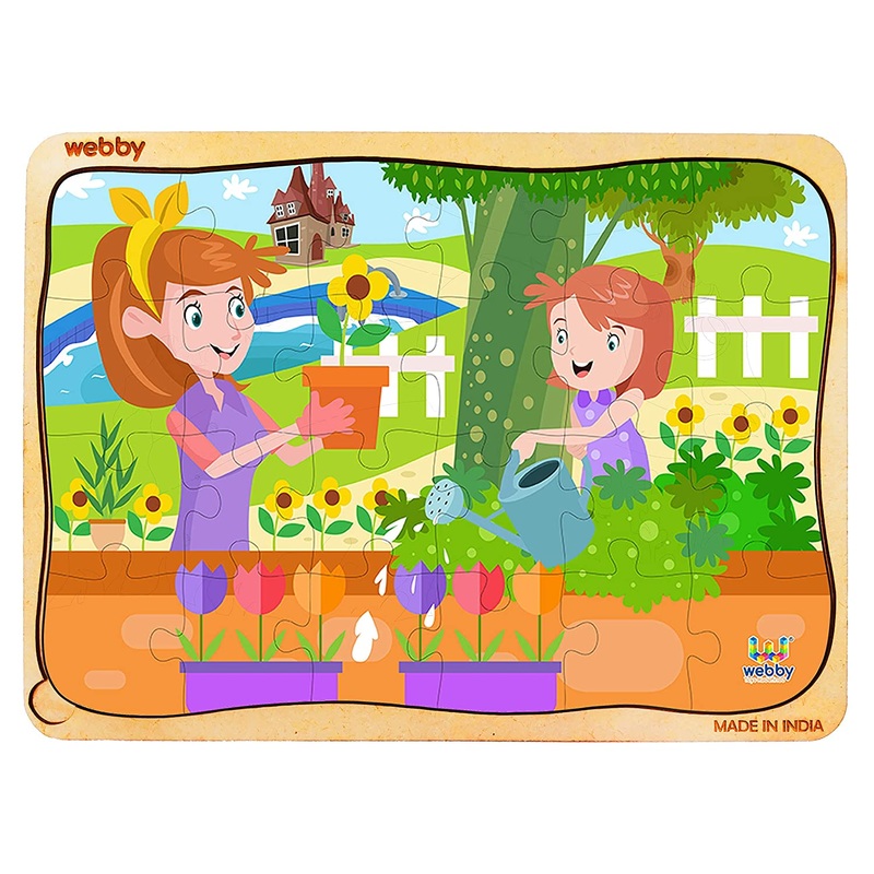 Webby Gardening Fun Wooden Jigsaw Puzzle, 24pcs, Multicolor