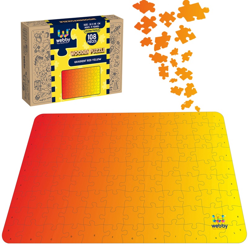 Webby Gradient Orange-Yellow Wooden Jigsaw Puzzle, 108 Pieces