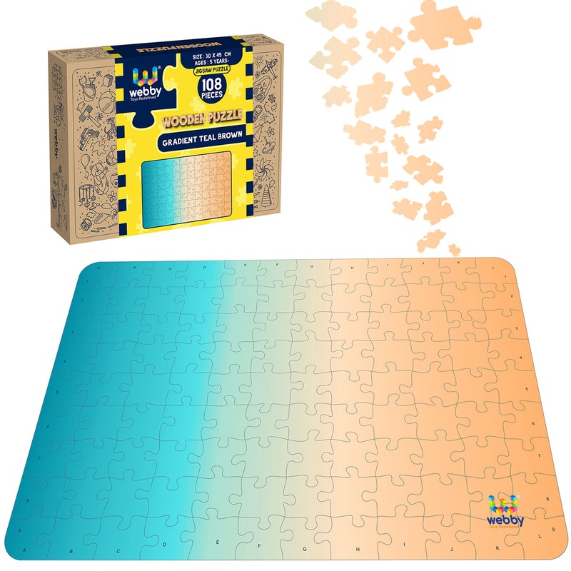 Webby Gradient Teal-Brown Wooden Jigsaw Puzzle, 108 Pieces
