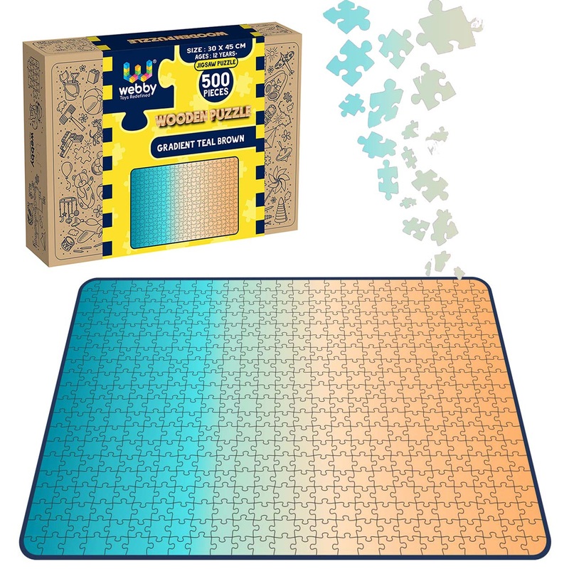 Webby Gradient Teal-Brown Wooden Jigsaw Puzzle, 500 pieces