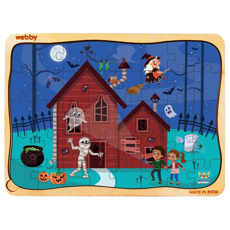 Webby Haunted House Wooden Floor Puzzle, 40 Pcs