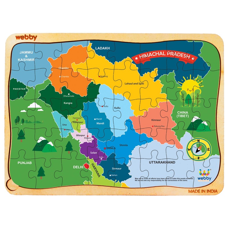 Webby Himachal Pradesh MapWooden Floor Puzzle, 40 Pcs