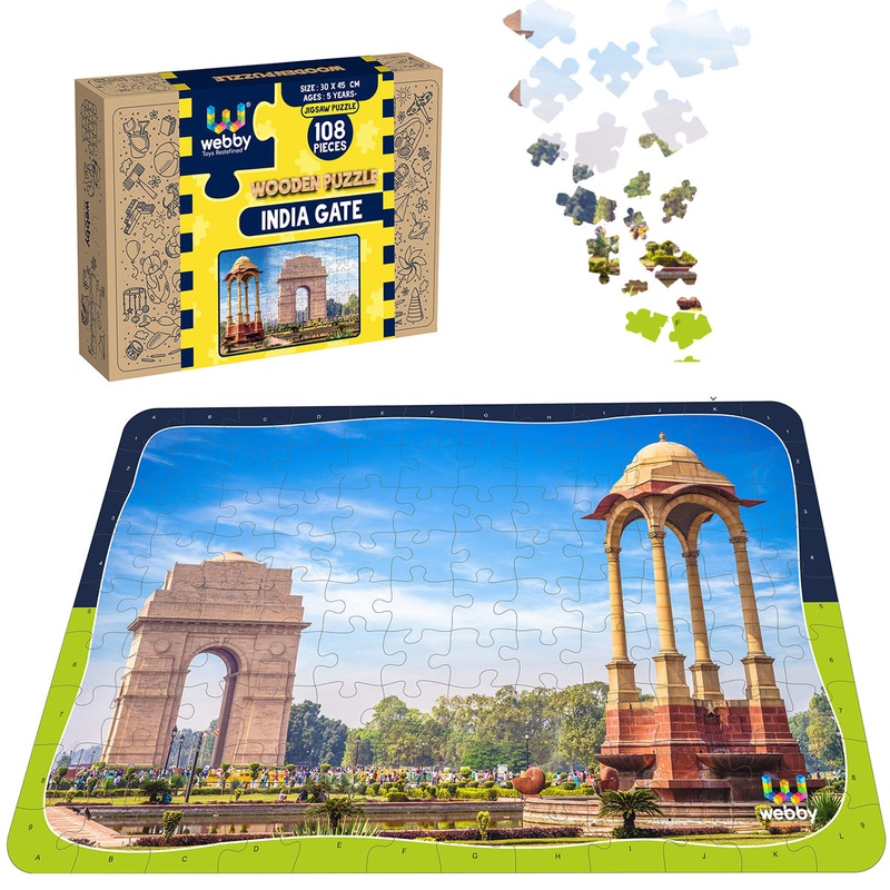 Webby India Gate Wooden Jigsaw Puzzle, 108 Pieces