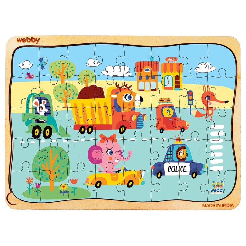 Webby Kiddy Traffic Light Wooden Floor Puzzle, 40 Pcs