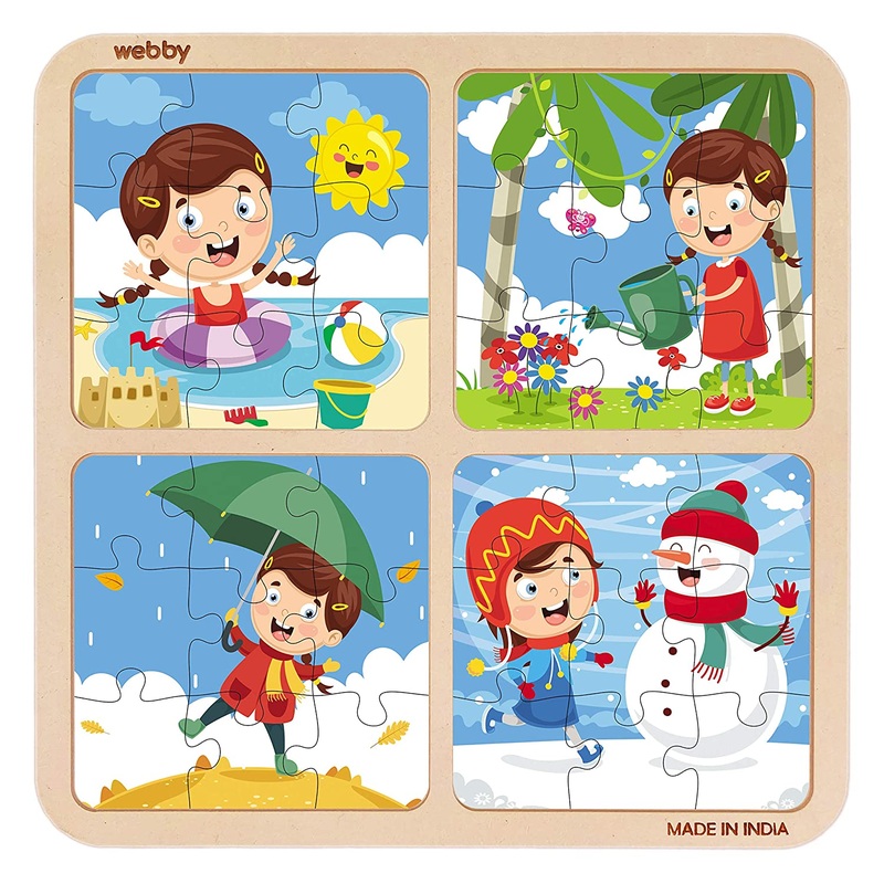 Webby 4 in 1 Weather Season Wooden Puzzle Toy, 36 Pcs