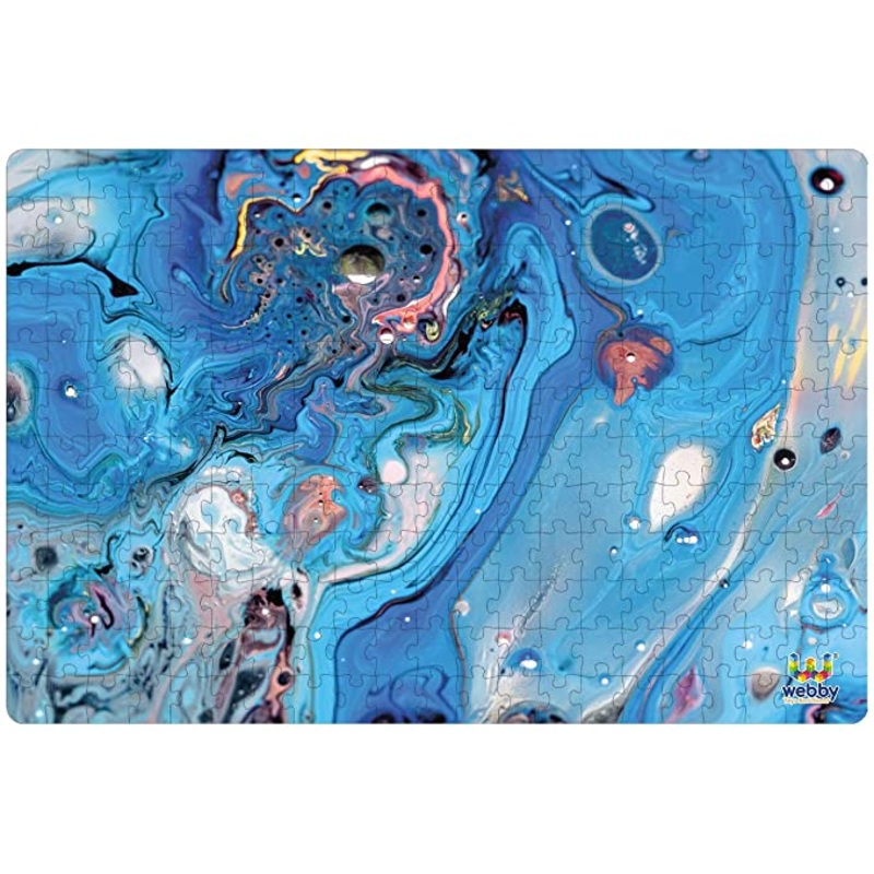 Webby Abstract Blending of Blues Wooden Jigsaw Puzzle, 252 pieces