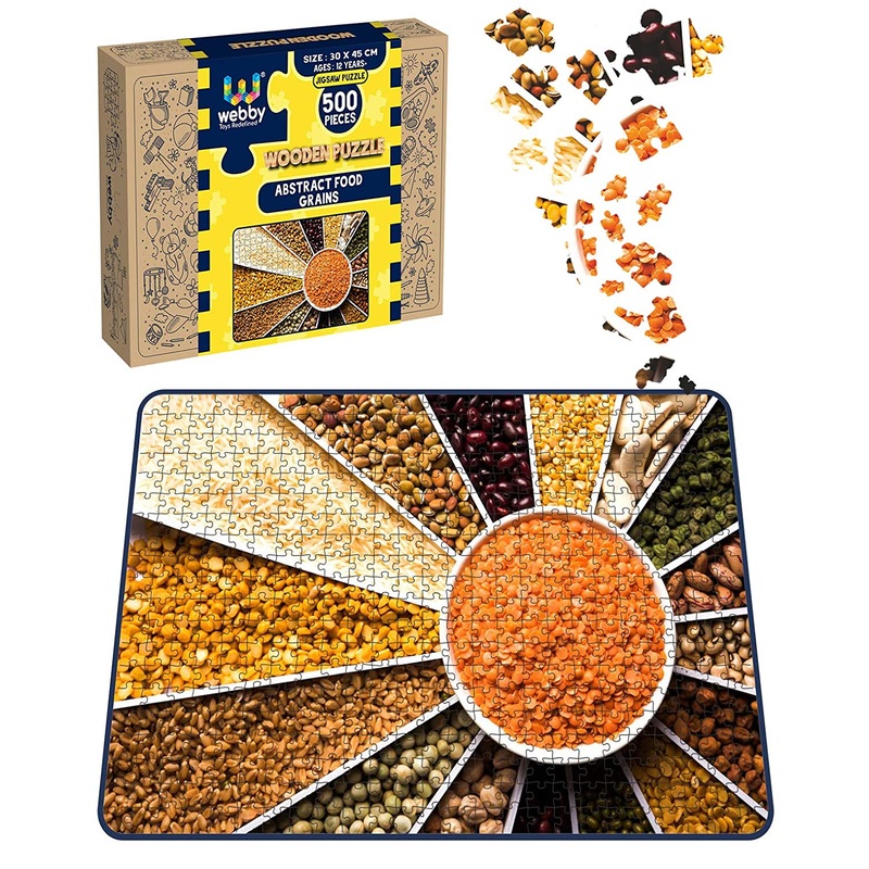 Webby Abstract Food Grains Wooden Jigsaw Puzzle, 500 pieces