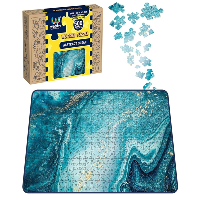 Webby Abstract Ocean Wooden Jigsaw Puzzle, 500 pieces