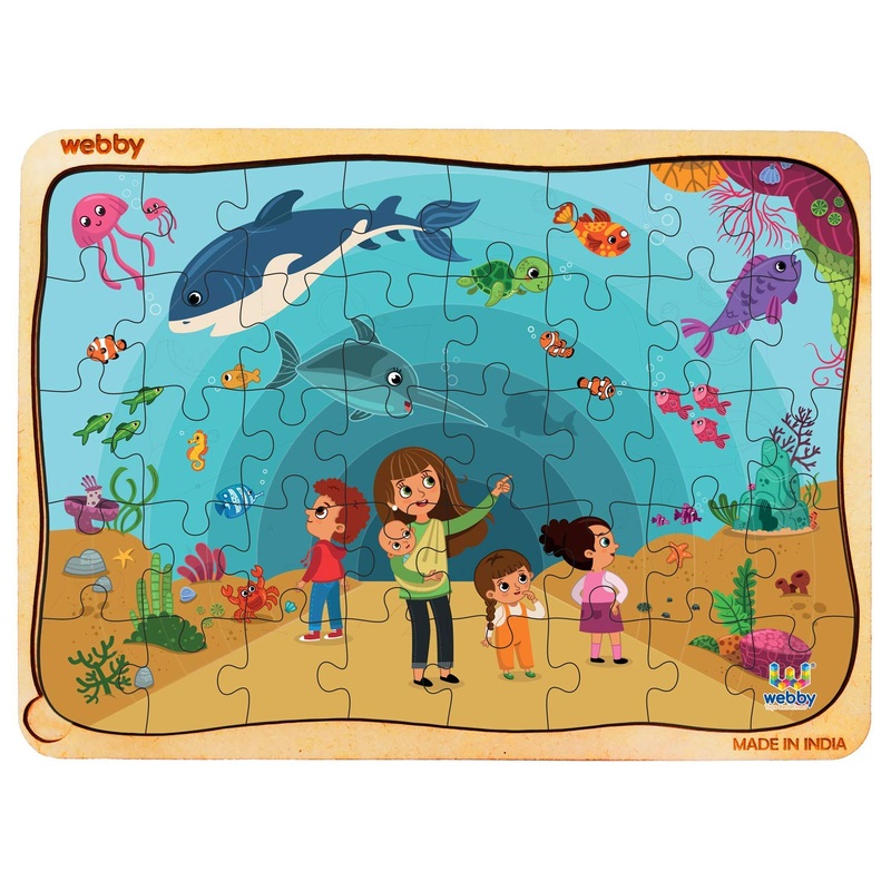 Webby Aquarium Wooden Floor Puzzle, 40 Pcs