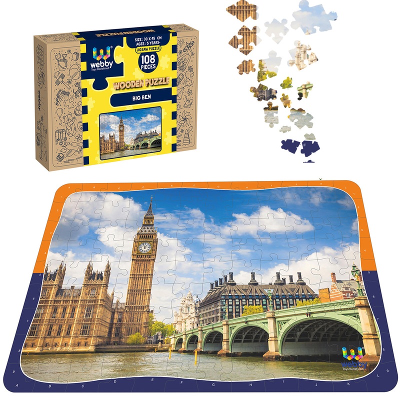 Webby Big Ben Wooden Jigsaw Puzzle, 108 Pieces, Multicolor