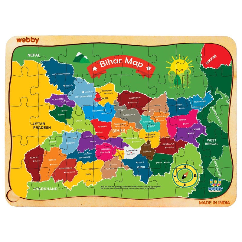 Webby Bihar Map Wooden Floor Puzzle, 40 Pcs