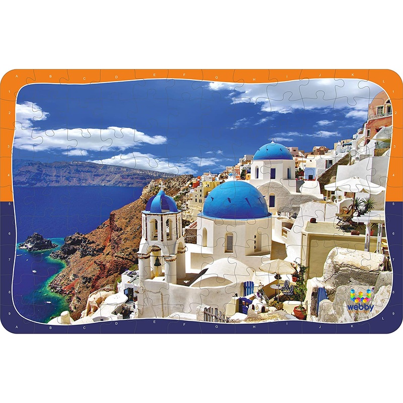 Webby Blue Dome Church Santorini Jigsaw Puzzle, 108 Pieces
