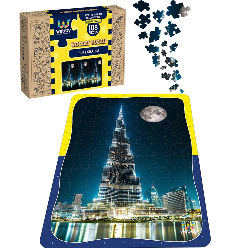 Webby Burj Khalifa Wooden Jigsaw Puzzle, 108 Pieces, Multicolor