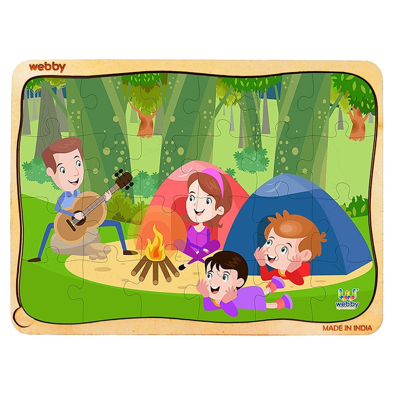 Webby Camping Fun Wooden Jigsaw Puzzle, 24pcs, Multicolor