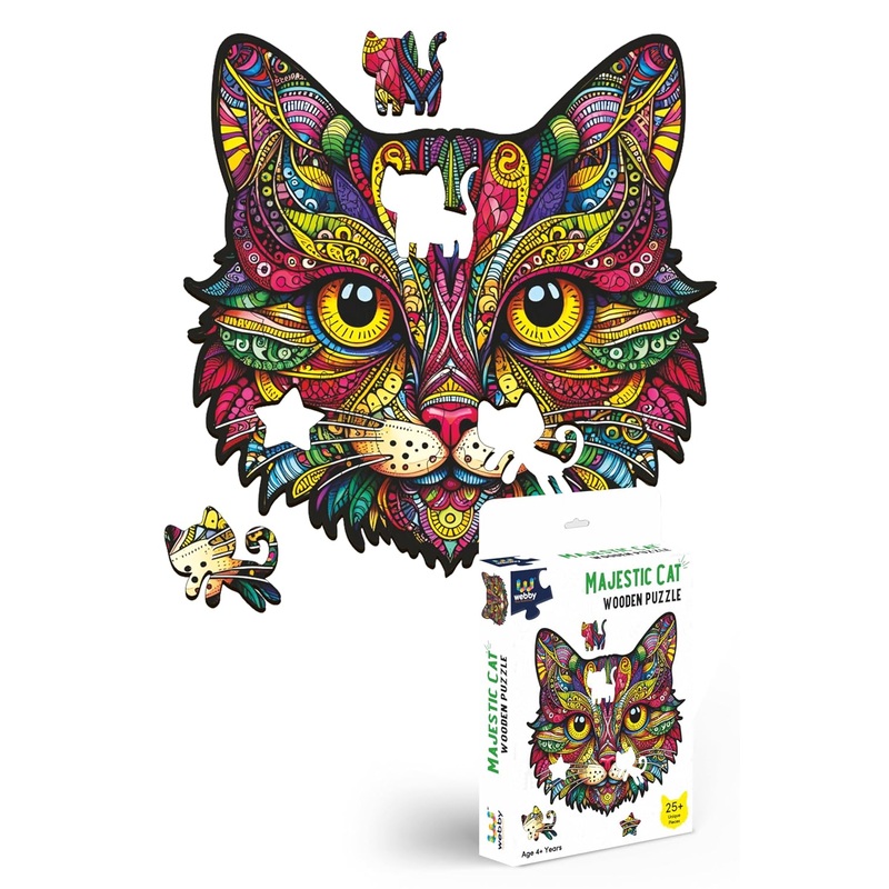 Webby Cat Jigsaw Puzzle | Majestic Colorful Animal toy (25 pieces)