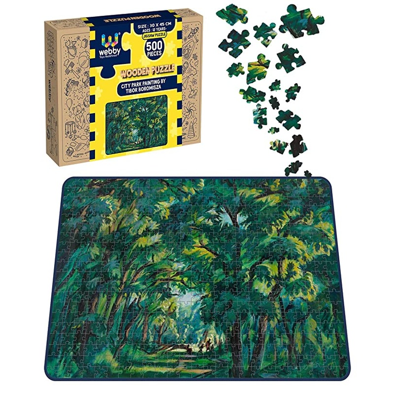 Webby City Park Painting by Tibor Boromisza Wooden Jigsaw Puzzle, 500 pieces