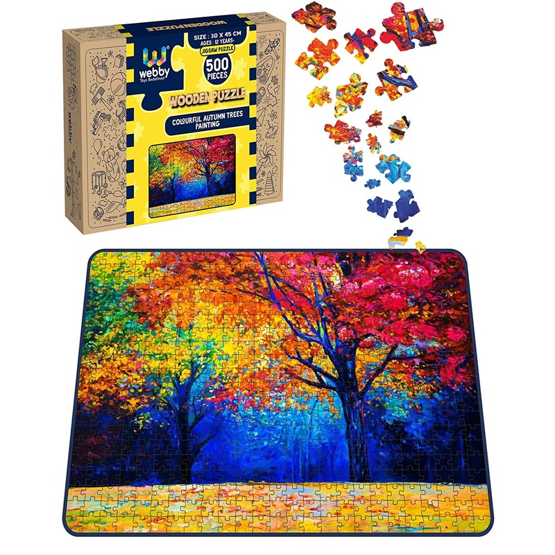 Webby Colourful Autumn trees Painting Wooden Jigsaw Puzzle, 500 pieces