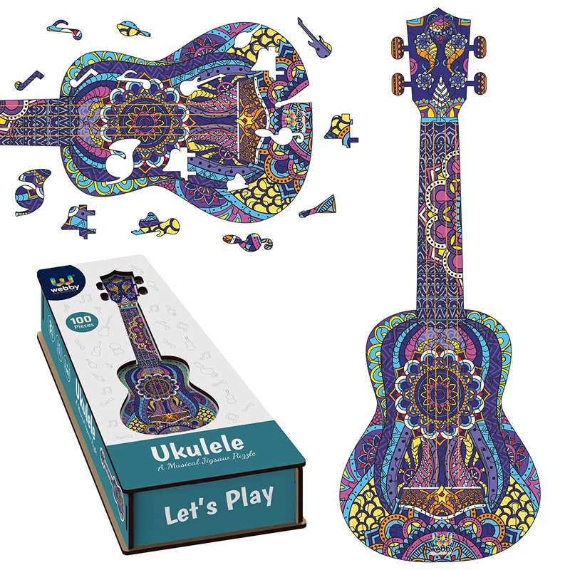 Webby Colourful Ukulele Guitar Jigsaw Puzzle 100 Pcs