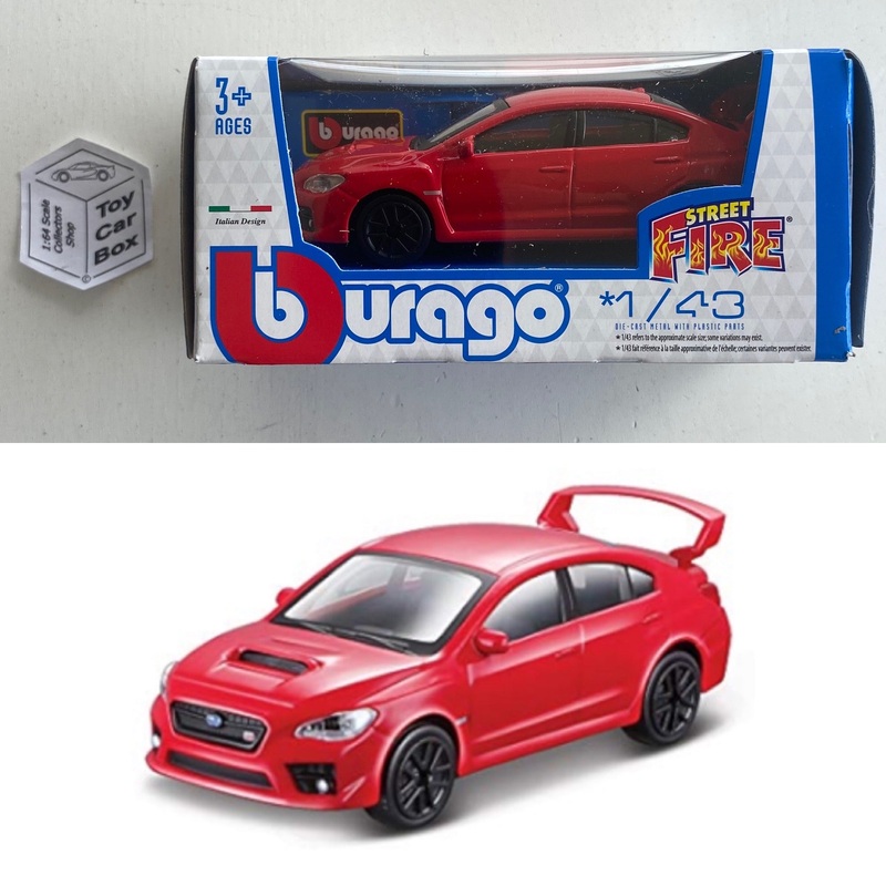 BBURAGO 1/43 - 2017 Subaru WRX STI (Red - Street Fire - Boxed) E04g