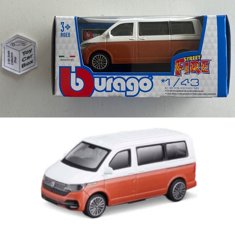 BBURAGO 1/43 - 2020 Volkswagen VW T6.1 Transporter (Street Fire - Boxed) E04g