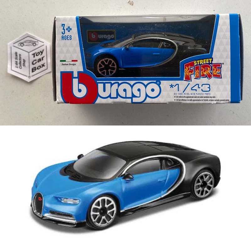 BBURAGO 1/43 - Bugatti Chiron (Blue - Street Fire - Boxed) E28g