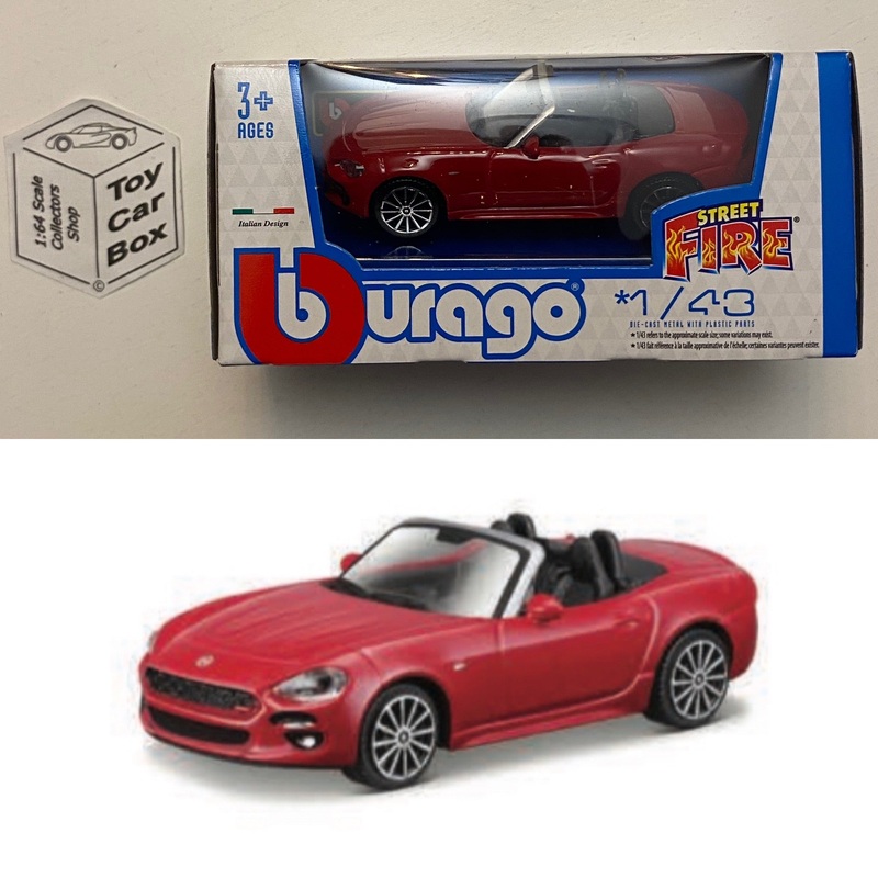 BBURAGO 1/43 - Fiat 124 Spider (Red - Street Fire - Boxed) E04g