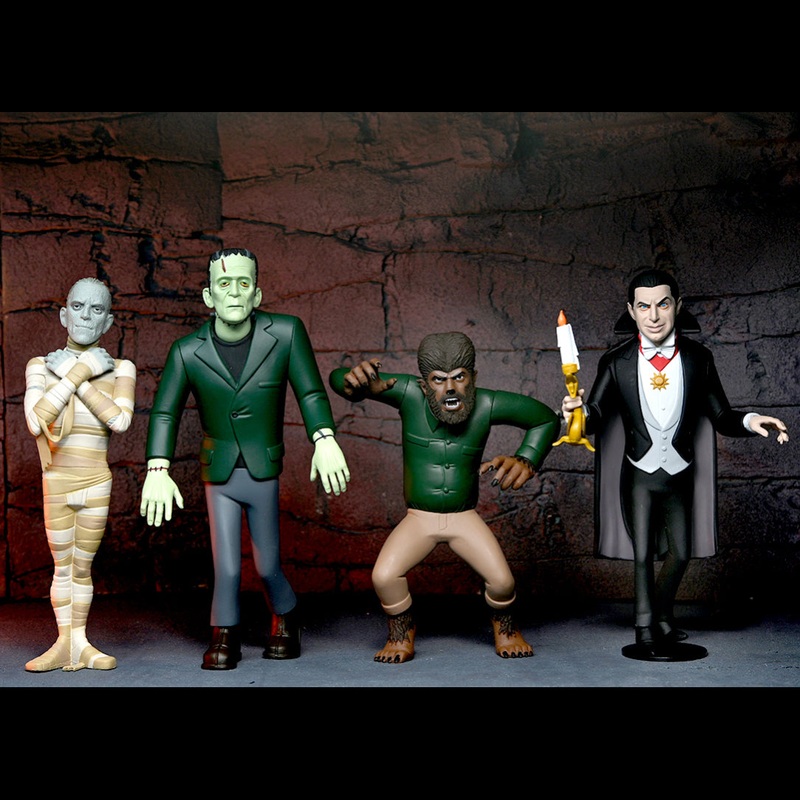 Universal Monsters - Toony Terrors 6" Scale Action Figures Bundle (Series 10) - Dracula, Frankenstein, Wolf Man, Mummy + Bonus Plush