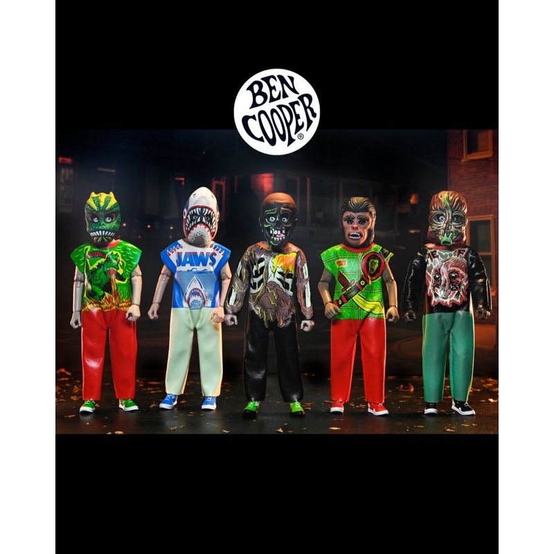 Ben Cooper Costume Kids Collection - Series 7 Costumed Action Figure Bundle (Godzilla, Jaws, Warrior, Tarman, The Fly)
